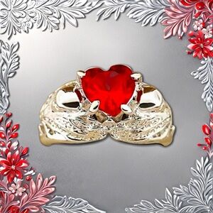 Nwt! Beautiful silver and ruby rhinestone ring size 6